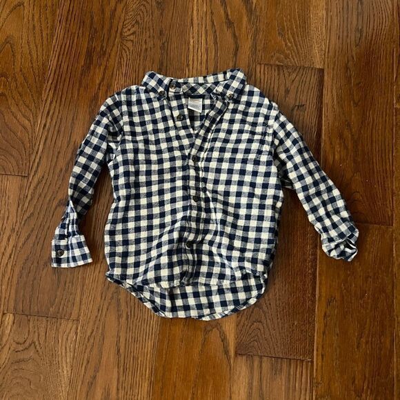Gymboree 2t navy and cream button down shirt - Picture 1 of 5